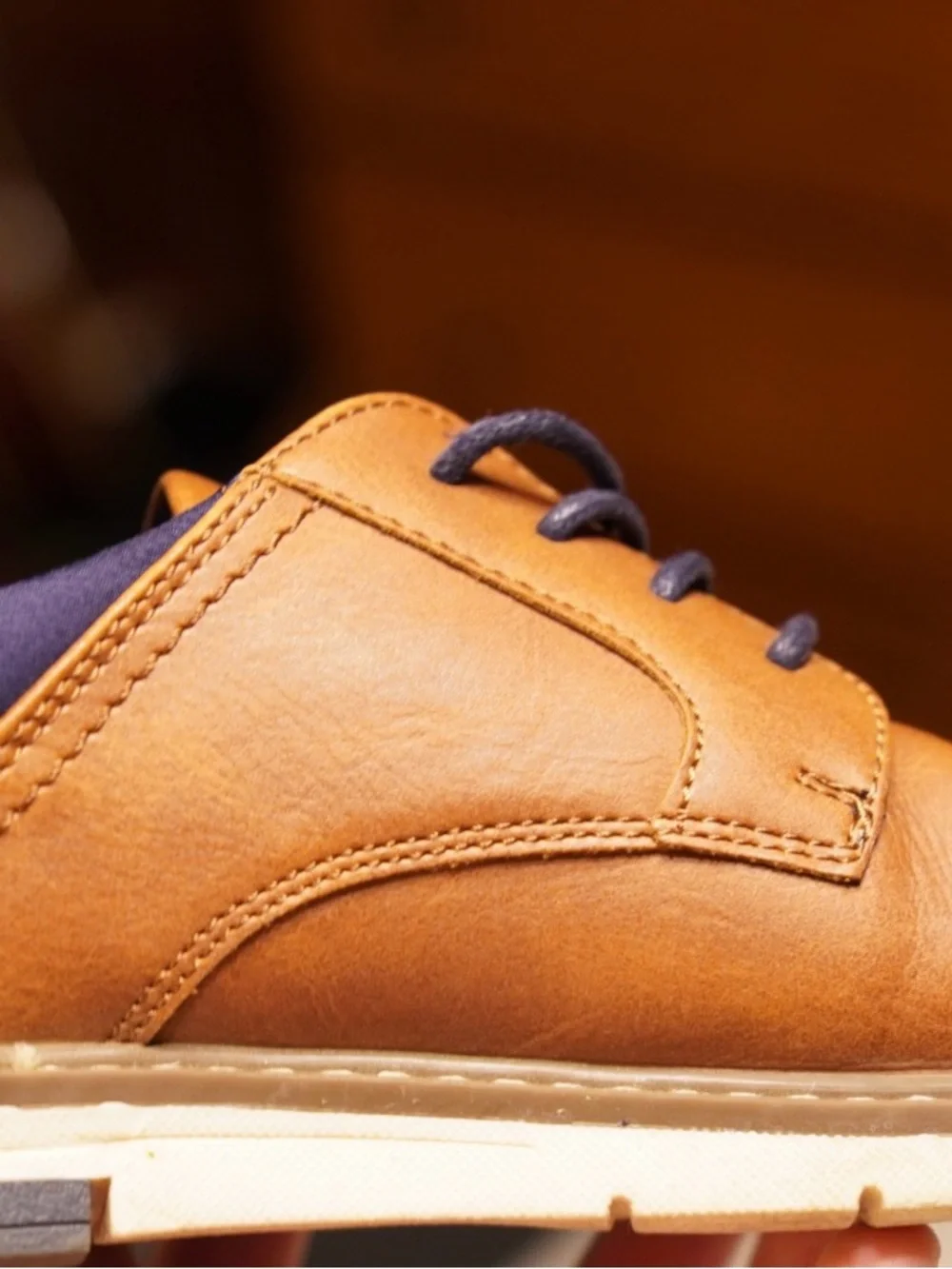 Kids Tan Dress Shoes with Navy Accents